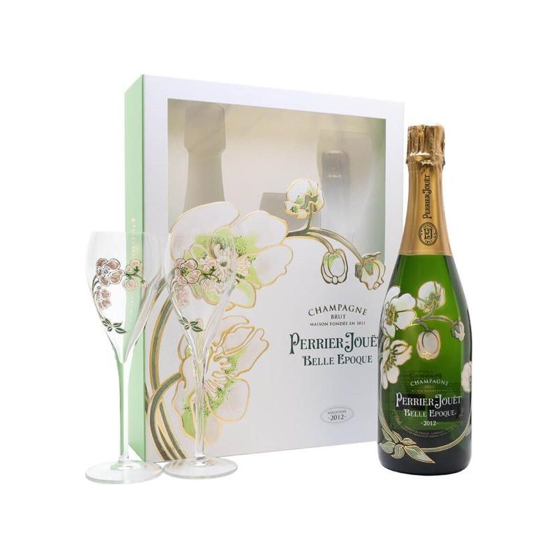 Perrier Jouet Belle Epoque Brut 2012 with 2 Flute gift pack 750 ml - Cork & Mash